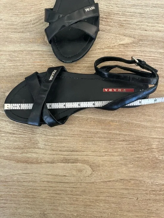 Prada Black Patent Leather Ankle-Strap Sandals Need TLC size 7.5 measured - Picture 8 of 8